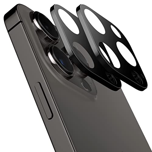 CASEOLOGY by Spigen Camera Lens Protector Compatible with iPhone 14 Pro Max/ 14 Pro – 2 Pack (Glass | Black)