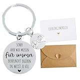 Geschenk Freundin Geburtstag, Schlüsselanhänger für Die Freundin mit Grußkarte und Umschlag, Geschenk Beste Freundin Geburtstag Abschiedsgeschenk Freundschaftsgeschenke Freundin Geschenk (Silber)