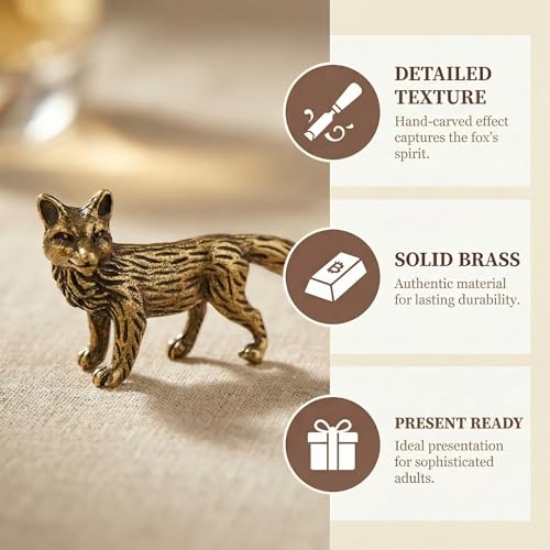 Mini figura de zorro de latón pequeña para decoración miniatura 2