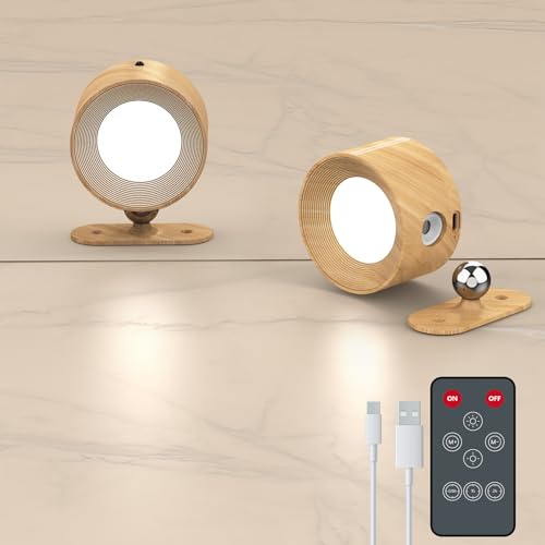 Coollamp 2Pcs Aplique Pared Interior con 3 Modos de Color Control Remoto Táctil Iluminación con rotación de 360°,Lampara Pared para Dormitorio Sala de estar Lectura