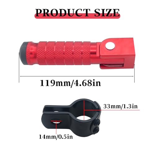 Image of M8 Motorcycle CNC Aluminum 90 Degree Folding Rearsets Folded Motorbike Footrest Bicycle Footpegs Foot Pegs Pedal Universal (Red)