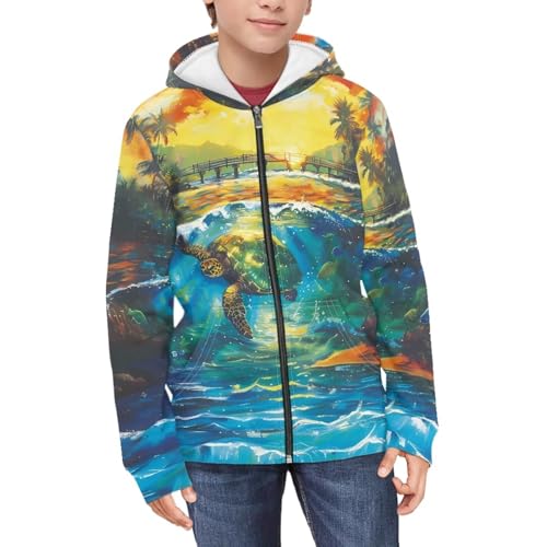 Boys and Girls Full Zipper Hoodies Sweatshirts Jackets for Kids Zip up Hooded Sweatshirt with Pocket for 6-16