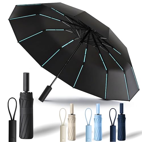 JFH ProLegacy Paraguas Plegable Antiviento y Compacto – Estructura Reforzada con 60 Varillas de Fibra de Vidrio, Protección UV50+, Impermeable y Duradero para Viajes o Uso Diario