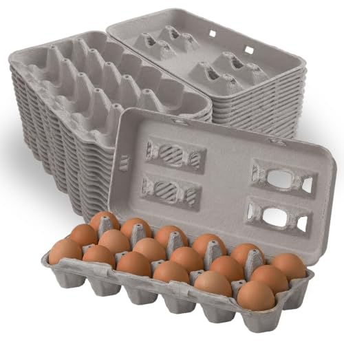 MT Products Blank Natural Pulp Egg Cartons 18 Count Egg Holders 25 Pack