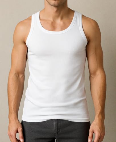 Andrew Scott Men's Cotton A-Shirt Tanks | Tag Free 100% Cotton Tank Tops |Multi Packs-Colors2