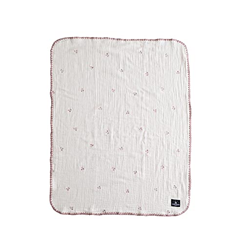 PUPPAPUPO ベビーブランケット 65×85cm 6重ガーゼ ベビー 赤ちゃん 新生児 子供 防寒 おしゃれ ひざ掛け 男の子 女の子 出産祝い プレゼント スター ムーン 月 星 04チェリー×ピンク