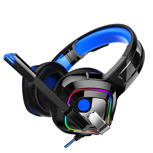 Casque gaming filaire LED SHINEOFI avec basses profondes et son surround pour PC et console bleu
