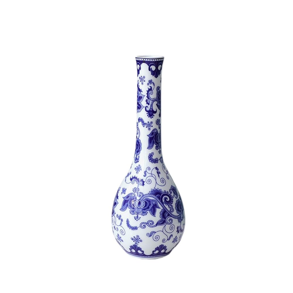 asdchZen Small Blue And White Ceramic Vase, Chinoiserie Ceramic Vase,Jingdezhen Collection Porcelain Vase, Decorative Porcelain Vase, Centerpiece Table Decoration Arrangement,D