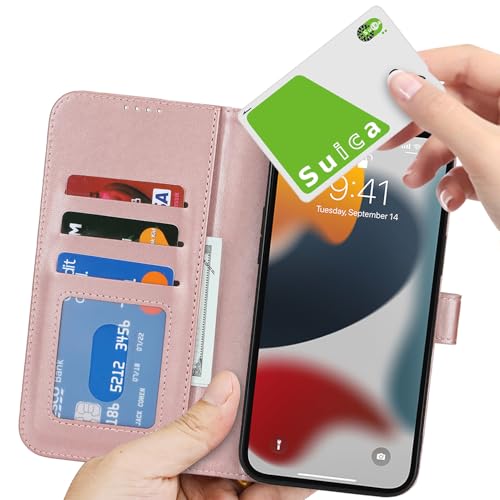 Image of for iPhone 13 Pro Case Wallet with Card Holder,for iPhone 13 Pro Wallet Case for Women Men,PU Leather Shockproof Magnetic Buckle Stand Flip Phone Case-Rose Gold