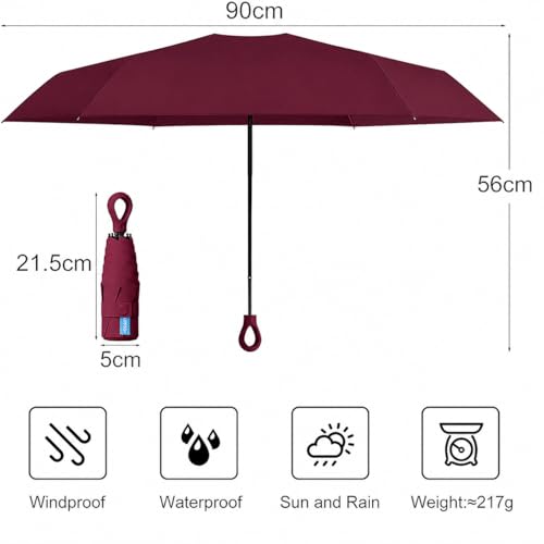 Image of Umbrella, Mini Folding Windproof & Compact UV Umbrella for Sun Protection Rain Windproof Strong Large 3 Fold for Women Handbags,3 Fold for Men Women, Stylish & Compact