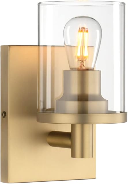 Yosoan Modern Glass Wall Sconce, Cylinder Up Wall Light Fitting for Kitchen , Restaurant, Living Room, Bedroom Bedside (Antique)