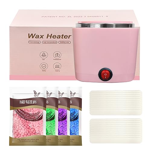 Mini calentador de cera depilatoria, maquina cera caliente depilación con recipiente de silicona de 200ml, Kit completo de 4 bolsas de perla de Cera, 20 Espátulas (rosa, cuadrado) Mini calentador de cera depilatoria, maquina cera caliente depilación con recipiente de silicona de 200ml, Kit completo de 4 bolsas de perla de Cera, 20 Espátulas (rosa, cuadrado)