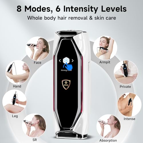 Image of JOVS Laser Hair Removal, 37F Painless Hair Removal Device with Sapphire Ice-Cooling, 3 in 1 Hair Removal & Skin Rejuvenation for Women and Men, 8 Modes Skin Care for Whole Body, Touch Screen, White
