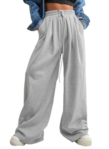 Aleumdr Womens Wide Leg Joggers 2025 Fall Trendy Baggy Pants Y2K Elastic Waist Jogger Sweatpants Track Pants Blue XX-Large