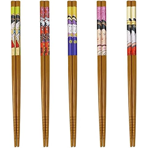 Set de 5 Pares de Palillos Chinos Reutilizables con Decoración Japonesa Cover