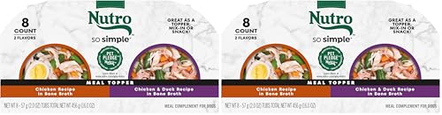 Image of Nutro So Simple Wet Dog Food Meal Complement, Dog Food Toppers Chicken and Chicken & Duck Recipes in Bone Broth, Variety Pack, 2 oz. Trays (8 Count, Pack of 2)