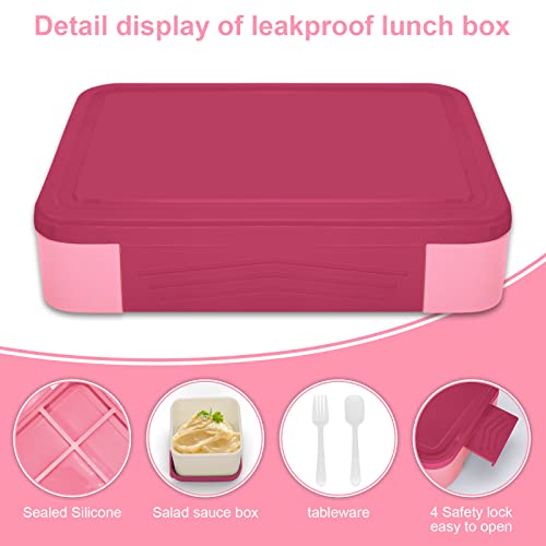 IJIAMY Bento Lunch Box Kids, Bento Box Lunch Box Adults with 5 Compartments and 1 Salad Dressing Containers, Snack Box for Kids and Adults Work School