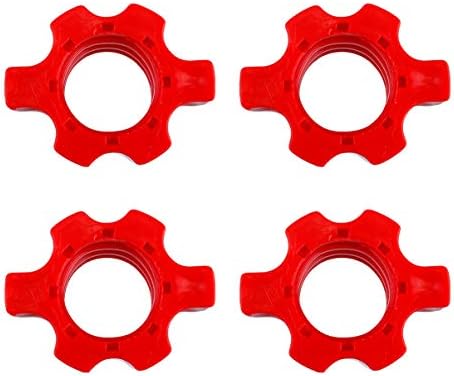 BESPORTBLE Dumbbell Bar Nut Barbell Screw, Barbell Fixing Nut Accessories Home Fitness Equipment Screw Clip Accessories 4Pcs (Red)
