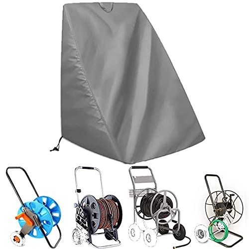 Funda para Carro para Mangueras, Lona para Carrete Portamanguera con Cordón Y Asa, Anti-UV, 210D Oxford Gris 66 * 63 * 88cm