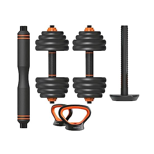 Kit mancuernas + Barra acolchada + Pesa Rusa de Xiaomi FED 40KG, Naranja/Negro, ORMANC40
