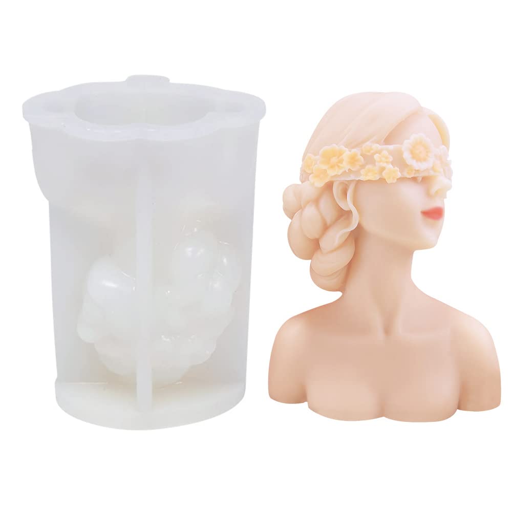 Female Silicone Mold Girl Linked Eyes Candle Making Decorative Artwork for Aromatherapy (Girl A)