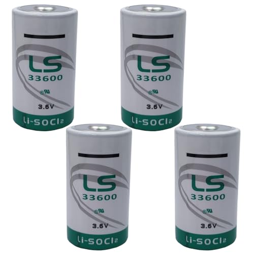 Giobbiy (4-Pcs LS33600 D Size 17000mAh 3.6V Lithium Battery for LS33600 Lithium Thionyl Chloride Battery (3.6 Volt, 17 Ah, Non-Rechargeable)