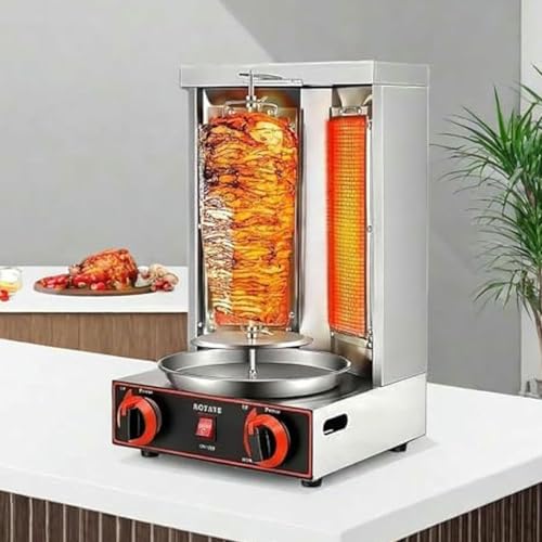 Girarrosto Professionale Per Shawarma, Temperatura Controllata | Griglia A Gas Regolabile Da 50 A 350 °C Per Pollo, Manzo E Agnello - Perfetto Per Ristoranti Specializzati,A