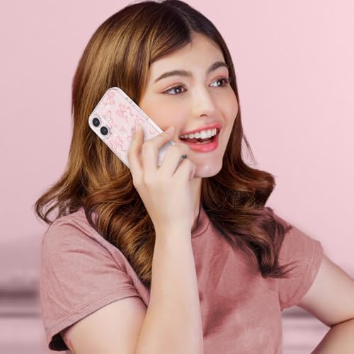 Coque iPhone 16 Plus antichoc souple et transparente à motif noeud rose