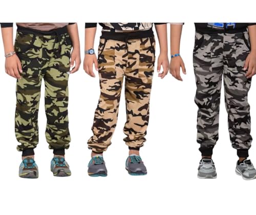 Image of Kids Boys and Girls Cotton 2 Side Pocket Army Print Regular Fit Ankle Length Track Pant Lower.