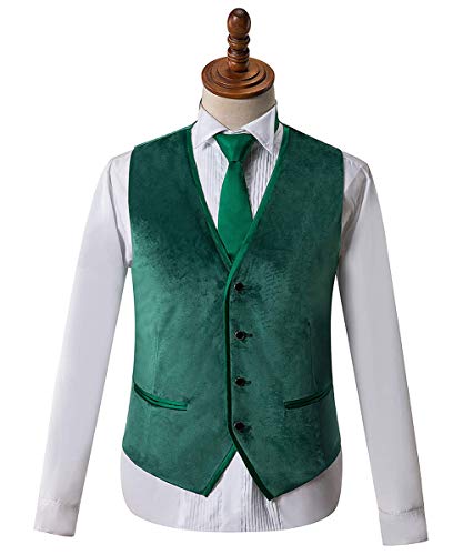Wemaliyzd Men's 3 Piece Suit Velvet Official Blazer Single Breasted Vest Pants4