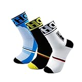 Calcetines de ciclismo para hombre, transpirables Calcetines de compresión de arco de alto rendimiento acolchados, talla 6-11 (3 pares)