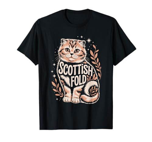 Floral Whimsical Scottish Fold Cat Scottish Folds Coupari Camiseta