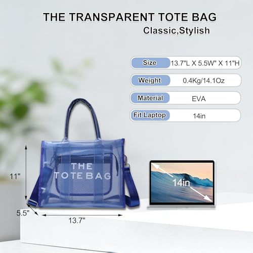 Image of Clear Tote Bag Stadium Events Large Clear Purse for Women Transparent Crossbody Bag for Concert,Work,Beach,Sport