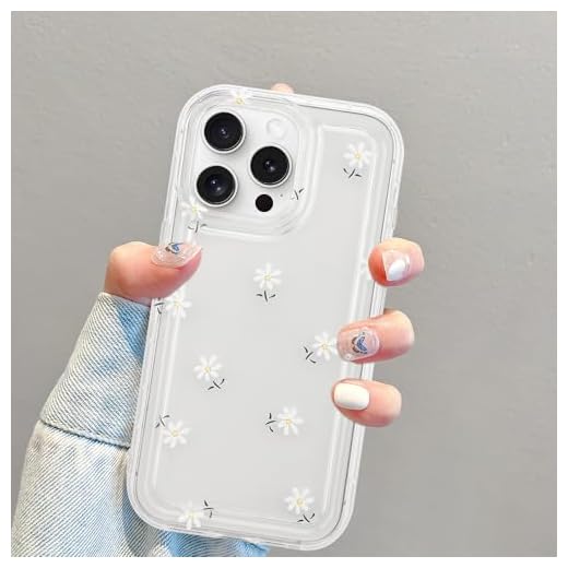 Compatible with iPhone 15 Pro Max Flower Pattern Clear Case, Cute Clear Daisy Transparent Design for Women Soft TPU Shockproof Protective for iPhone 15 Pro Max-Daisy