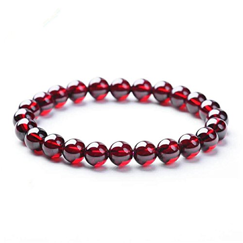 Bracelet grenat rouge naturel femme perles de cristal extensibles bijoux lithothérapie