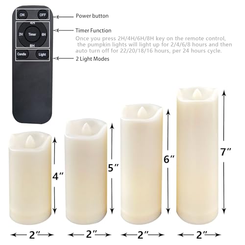 Image of Battery Operated Flameless LED Pillar Candle with Remote Cycling Timer, Realistic Plastic Electric Tall Flickering Light for Indoor Outdoor Bookshelf Dinner Party Centerpiece Fireplace Decor Pack of 3