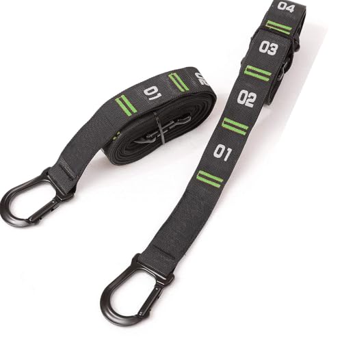 Image of Adjustable Numbered Straps for Gymnastic Rings Steel Carabiners Quick Hook System Easy to Set Up One Pair Strap Only (Green)