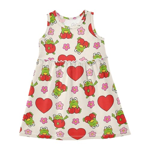 Frog Flower Girls Summer Sleeveless Dress Casual Sundress 2-8 Years