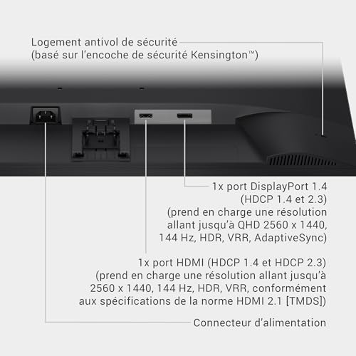 Dell 27 Moniteur SE2726D, QHD, IPS, 144Hz, Confort Visuel TUV