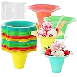 ZUQIAN Confezione da 200 bicchieri colorati a forma di fiore, per gelato e snack, in plastica, per feste di compleanno, feste estive in spiaggia, servizio di ristorazione