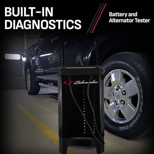Schumacher Electric Wheeled Automatic 6A Car Battery Charger and 200A Engine Starter, 6-in-1 Solution, Maintainer, 40A Boost, for 6V/12V Power Sport, Automotive, and Marine Batteries, SC1309