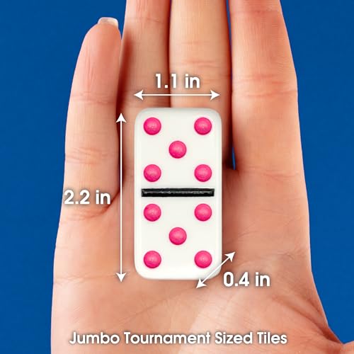 Double 6 Domino Jumbo con Puntos de Color 8.25 pulg miniatura 3