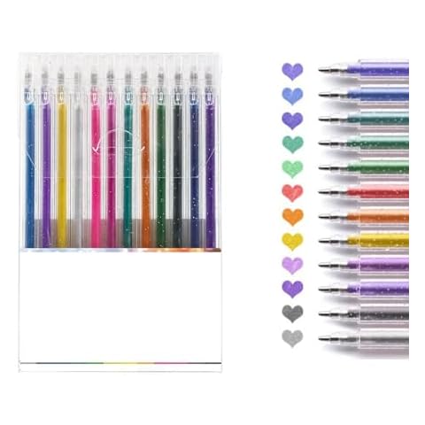 Lot de 12 Stylo Gel Paillette Cover