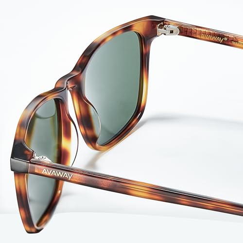Image of AVAWAY Acetate Polarized Sunglasses for Men, UV400 Protection Fashion Retro Cool Square Frame Driving Fishing Sun Glasses