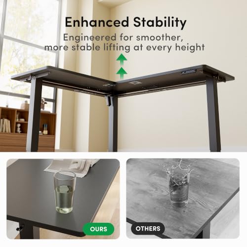 Image of FEZIBO 63 inch x 55 inch L-Shaped Standing Desk - Adjustable Corner Desk L Shape, L-Shaped Adjustable Desk with Splice Board, L Shape Standing Desk, Black