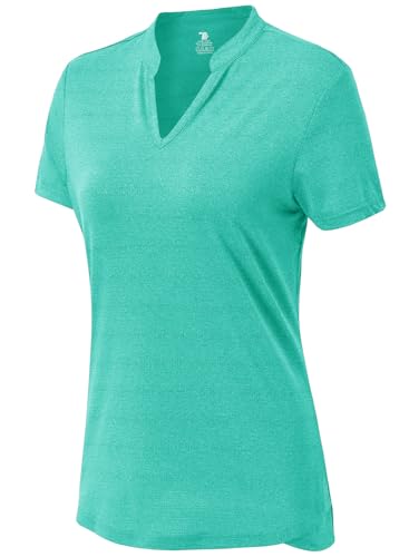 Image of Gopune Women's V Neck Golf Polo Shirts Collarless Short Sleeve Lightweight Quick Dry Tennis Running T-Shirts