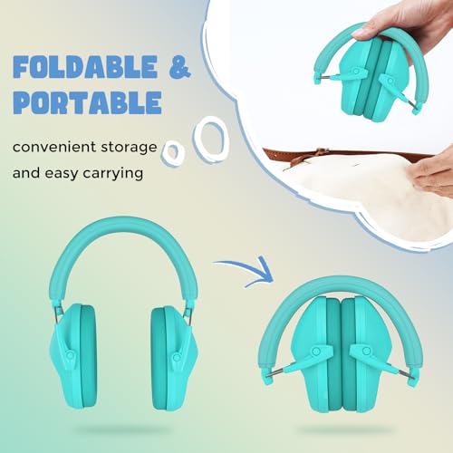 Image of ProCase Kids Noise Cancelling Headphones Ear Hearing Protection, Teal | Ear Defenders for Monster Jam Truck Firework Focus, Noise Reduction Canceling Ear Muffs for Sensory Autism Toddler Children