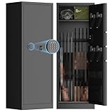Fireproof and Waterproof Safe, Digital Security Box with Alarm & Lock & Dual Backup Keys, Supports organized storage for various long-handled tools