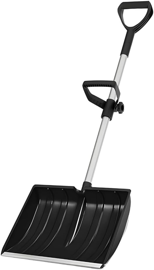 Heavy Duty Snow Shovel with D-Grip Handle Aluminum Strip Ergonomic Design for Driveway Car Garage and Home Garden Outdoor Use (Orange)