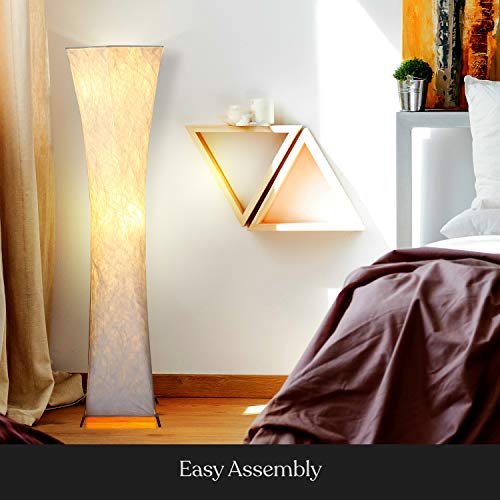Brightech Harmony Contemporary Lamp For Boho Living Rooms & Offices, Led Floor Lamp For Bedrooms, Tall Lamp With Heavy Base, Mid-Century Modern Standing Lamp For Great Living Room Décor – White Shade #TOP4